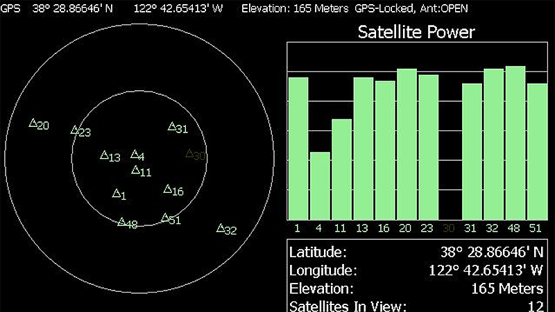 内置 GNSS/GPS 接收机软件的屏幕快照