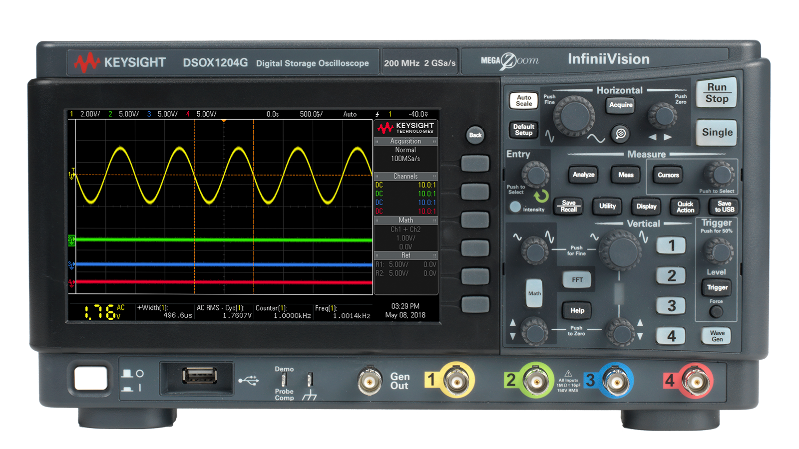 Keysight InfiniiVision 1000 X 系列示波器前视图