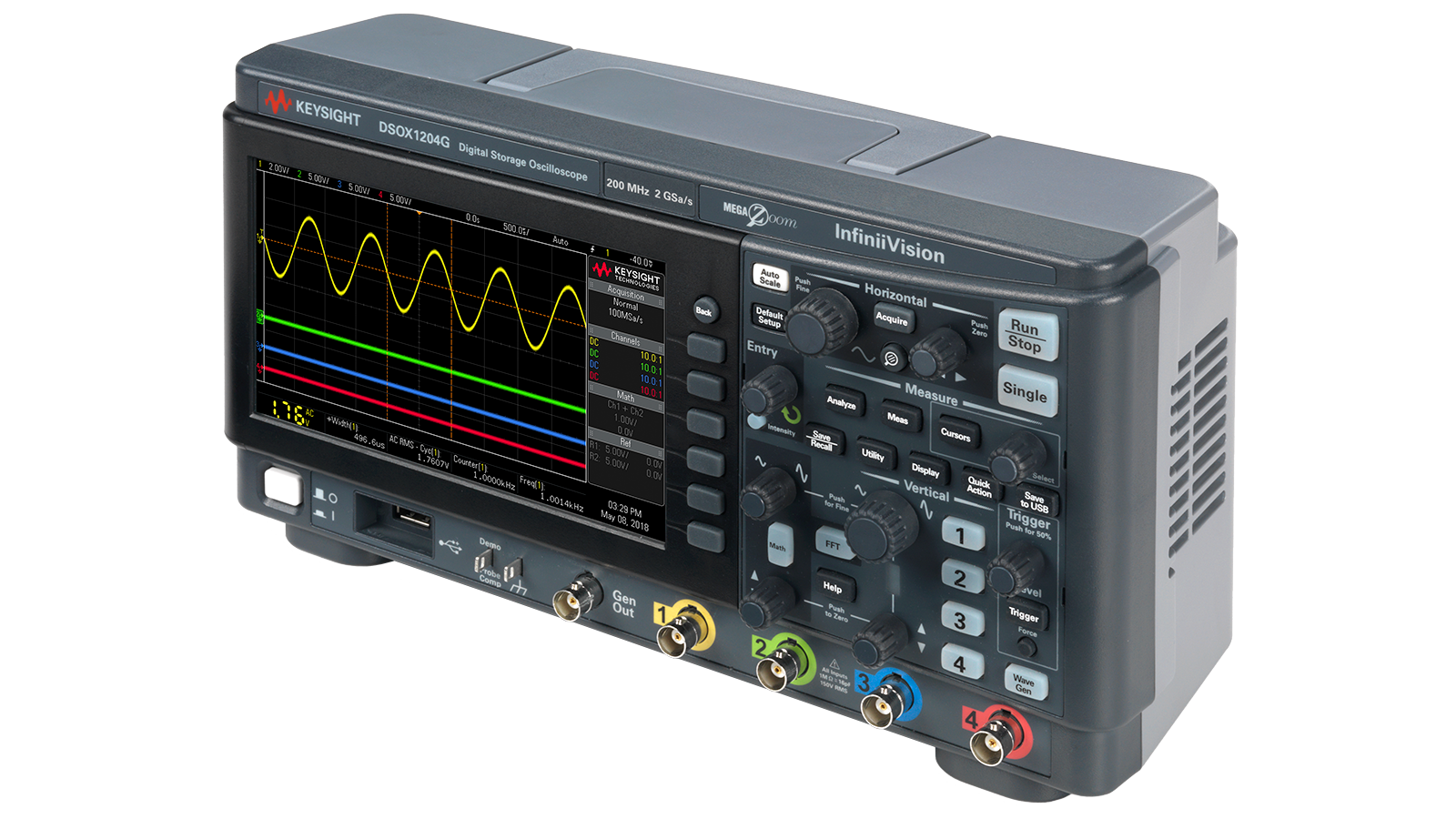 Keysight InfiniiVision 1000 X 系列示波器右视图