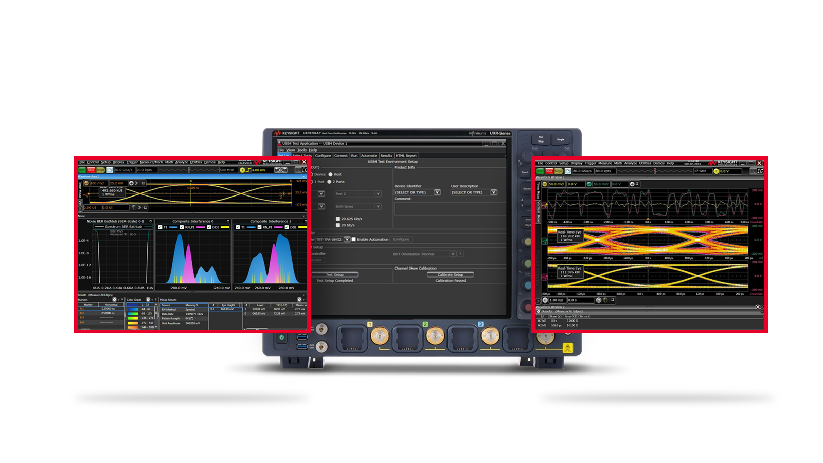 UXR oscilloscope with D9040USBC, D9020ASIA, and D9020JITA software