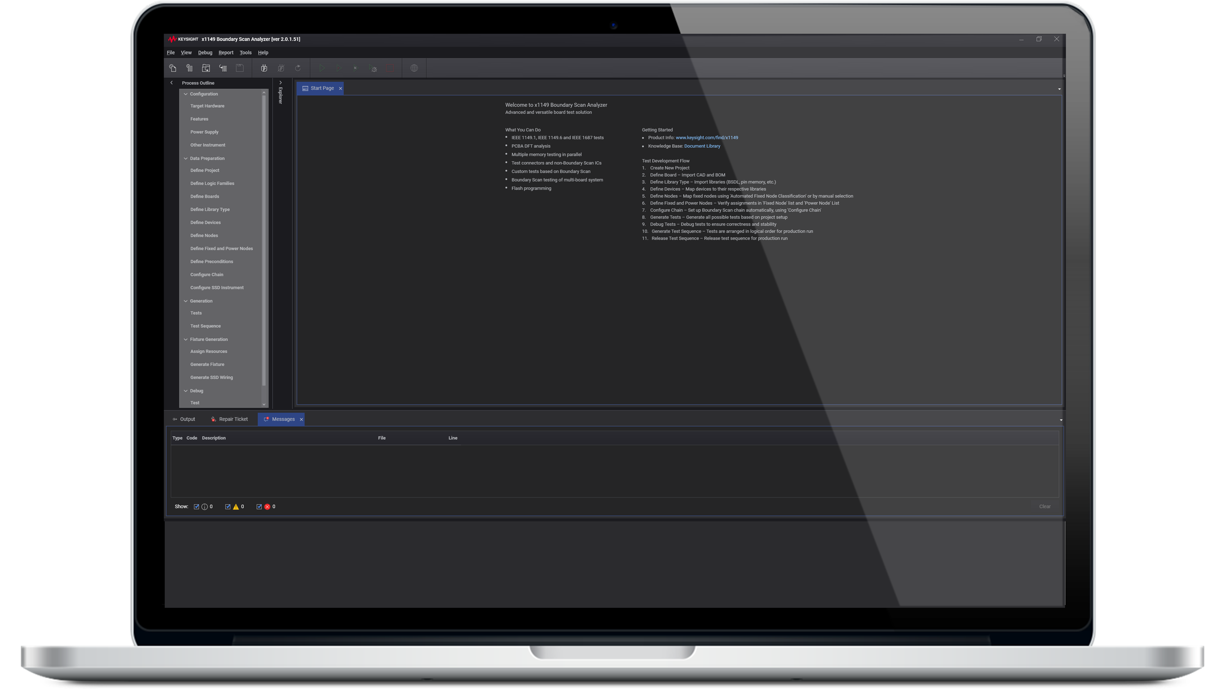 Boundary Scan Analyzer Software user interface